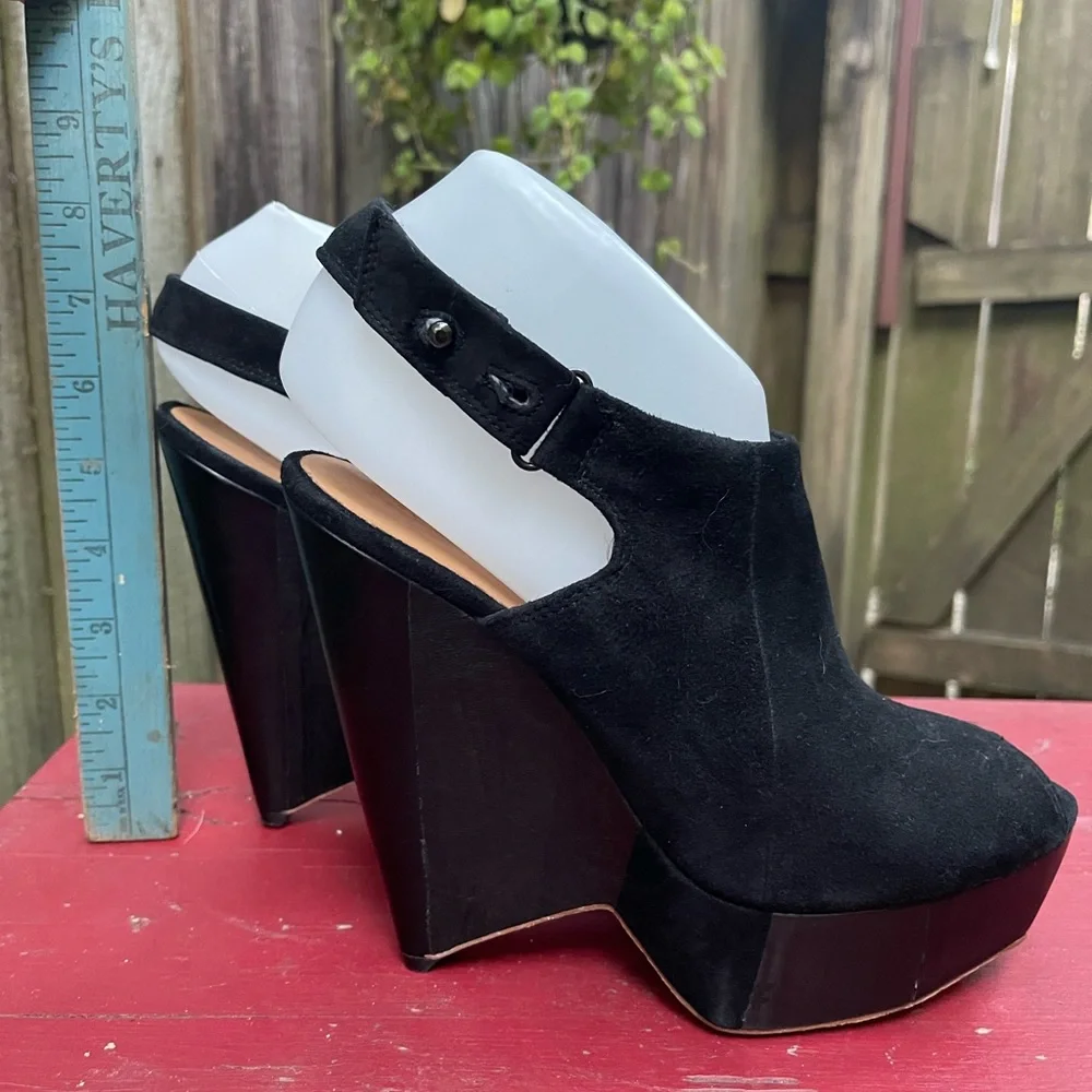 LAMB BLACK SUEDE AND LEATHER SLINGBACK SANDAL 7.5M GORGEOUS